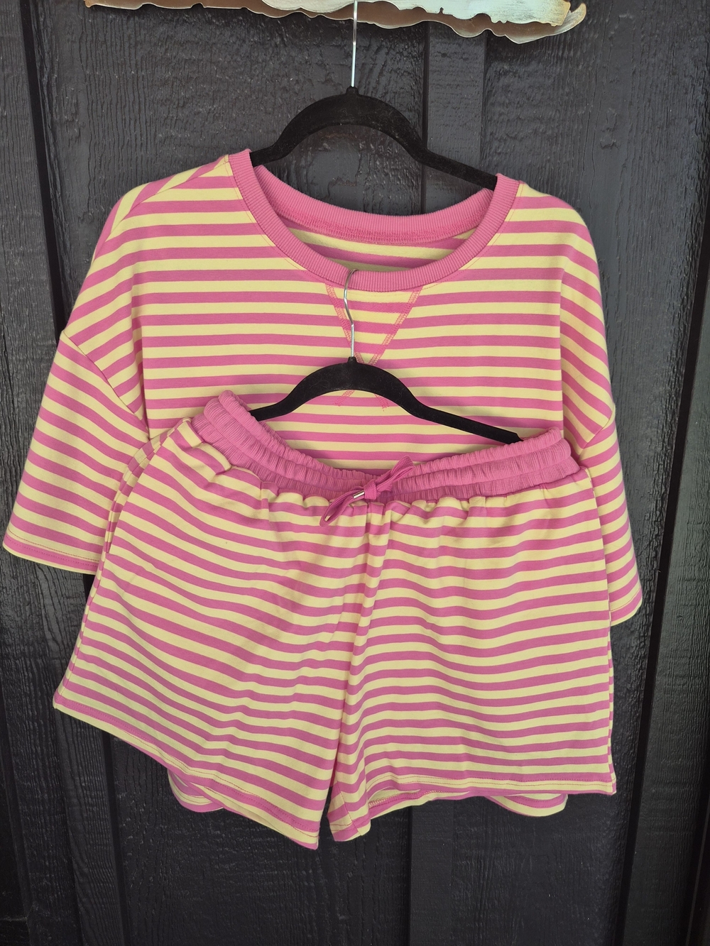 Striped Pink and Yellow Pajama/ Lounge Set